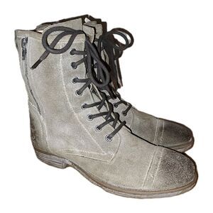 ROAN AFFAIR NWT Sz 8 Gray Suede Leather Lace-up Combat Moto Boots Edgy Boho